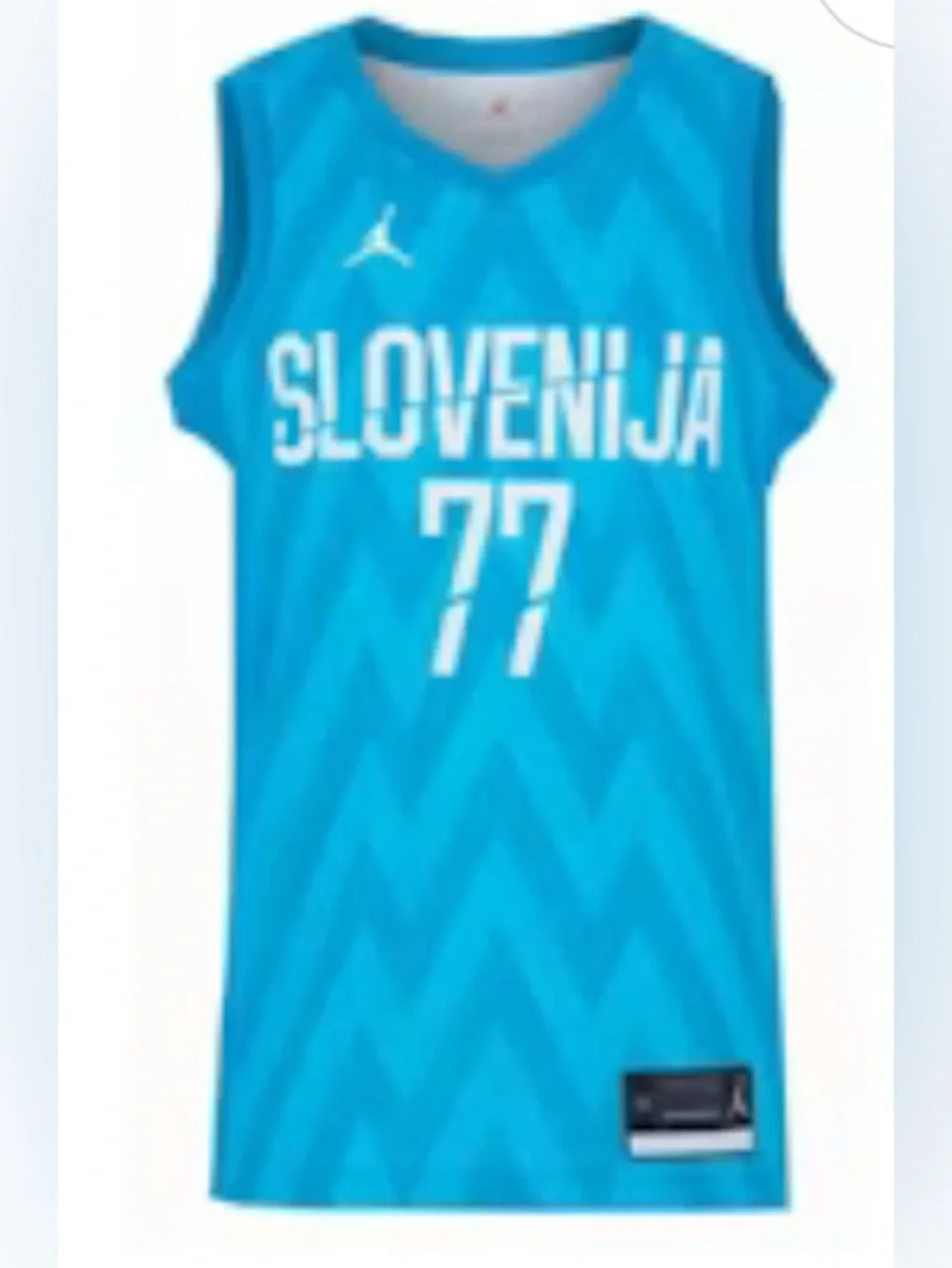 Jordan Slovenia V-Neck Basketball Jersey Neptune Blue Sleeveless Fan Edition